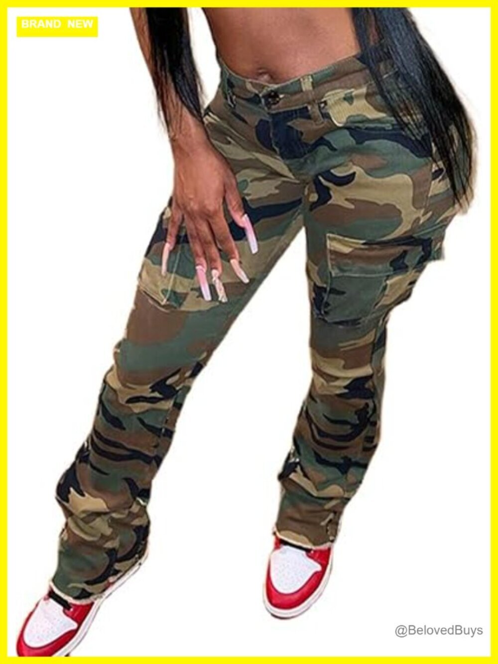 Camo Cargo Pants High Waisted Jogger Sweatpants Plus Size